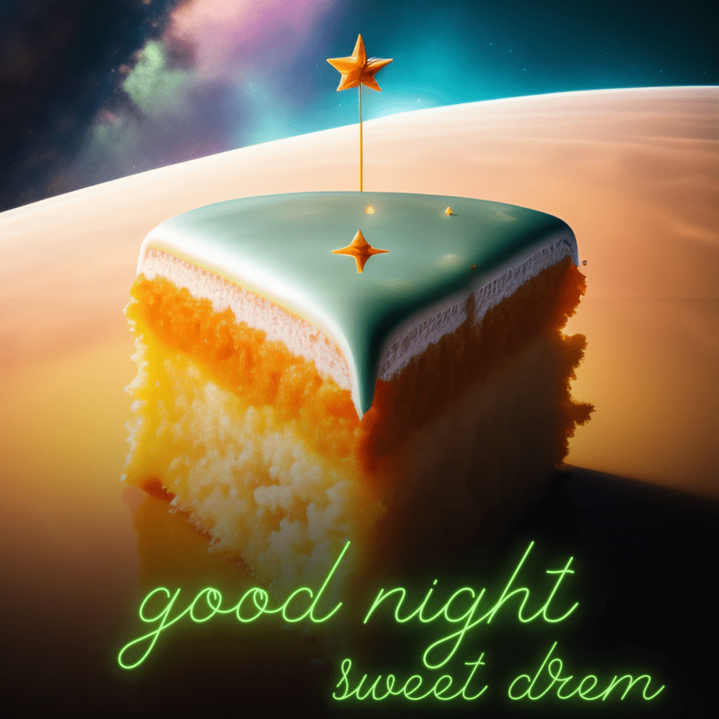 Piece of cake floating in space new hd good night photo